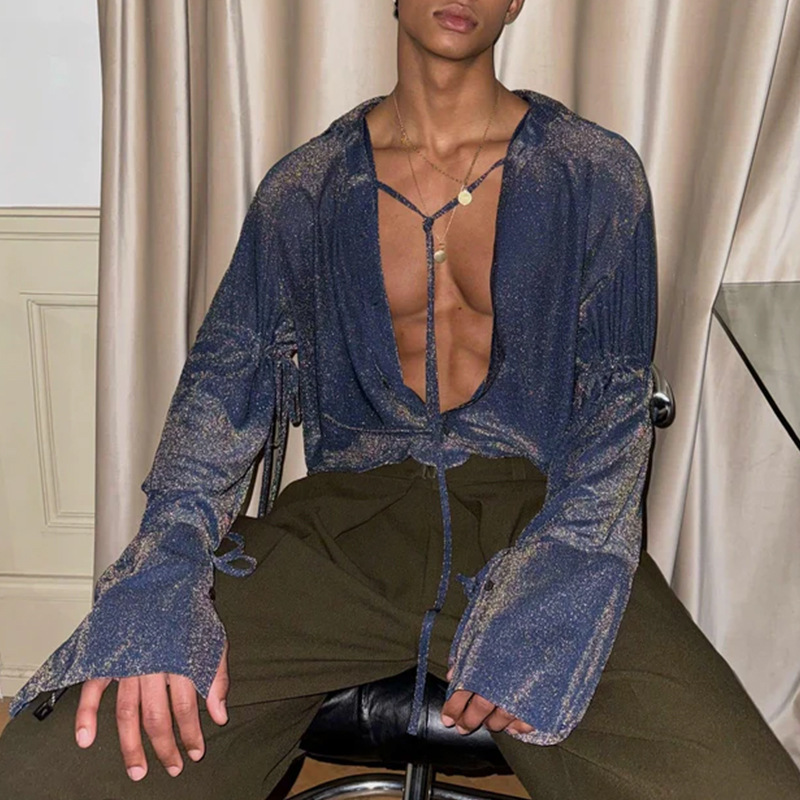 Fallwinter Mens Loose-fit Top With Tie Details - Image 5