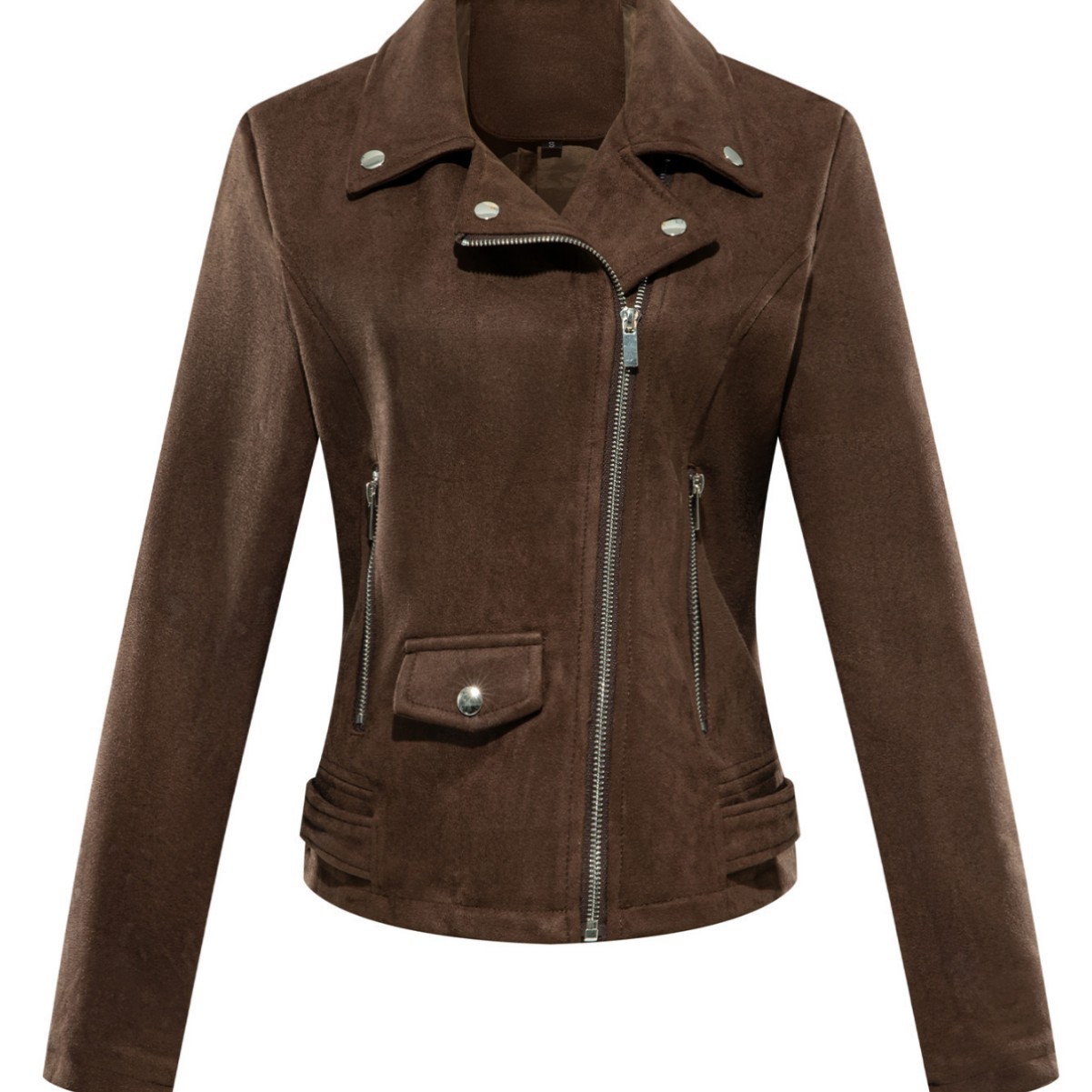 Womens Leather Jacket Short Style Slim-Fit Suede Velvet Leather Jacket For Commuting - Image 7