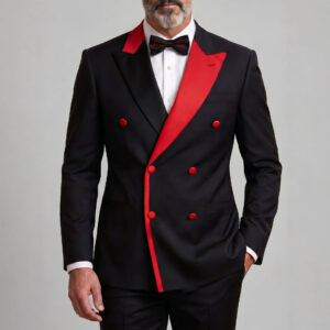Men's Color-Block Double-Breasted Light Business Suit