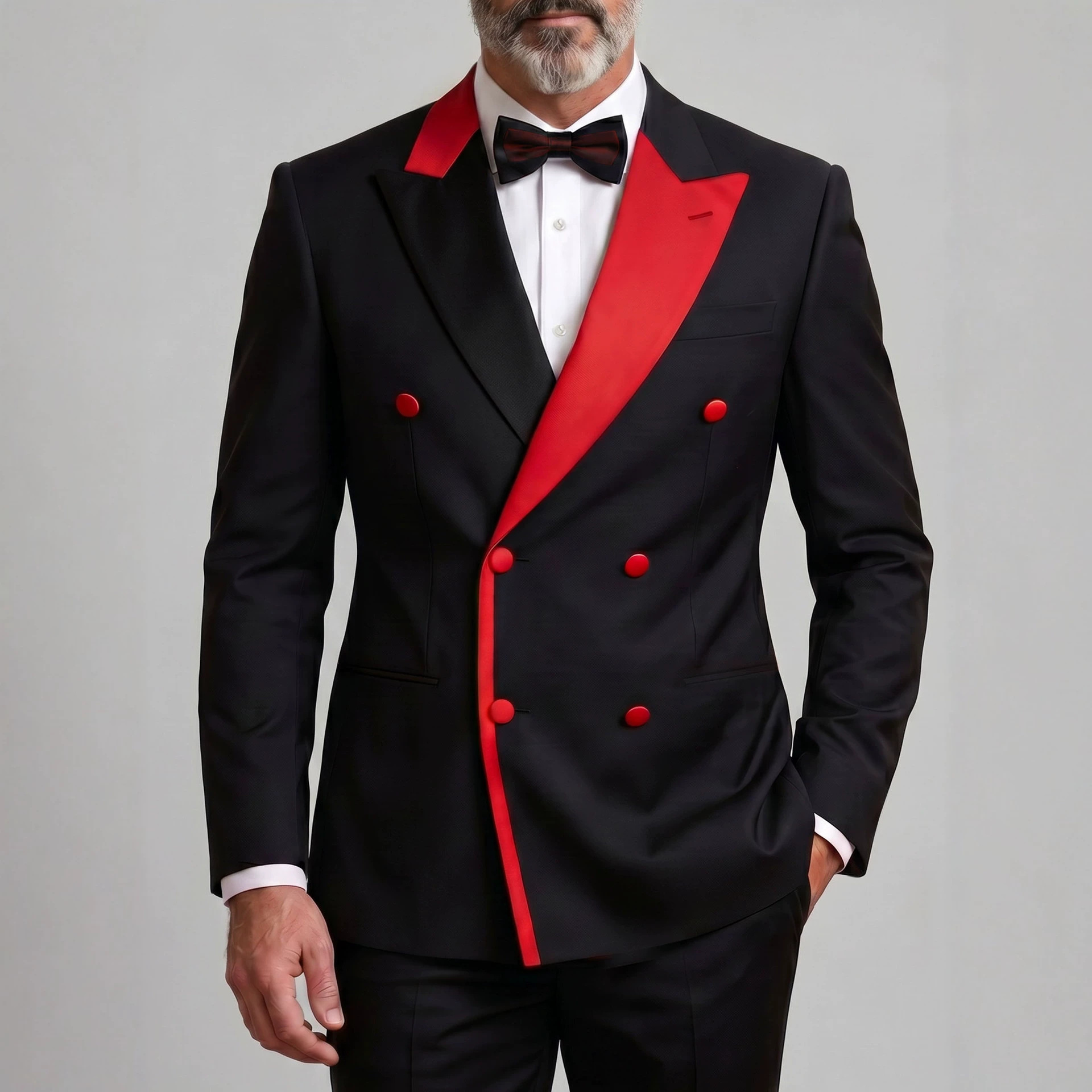Men's Color-Block Double-Breasted Light Business Suit