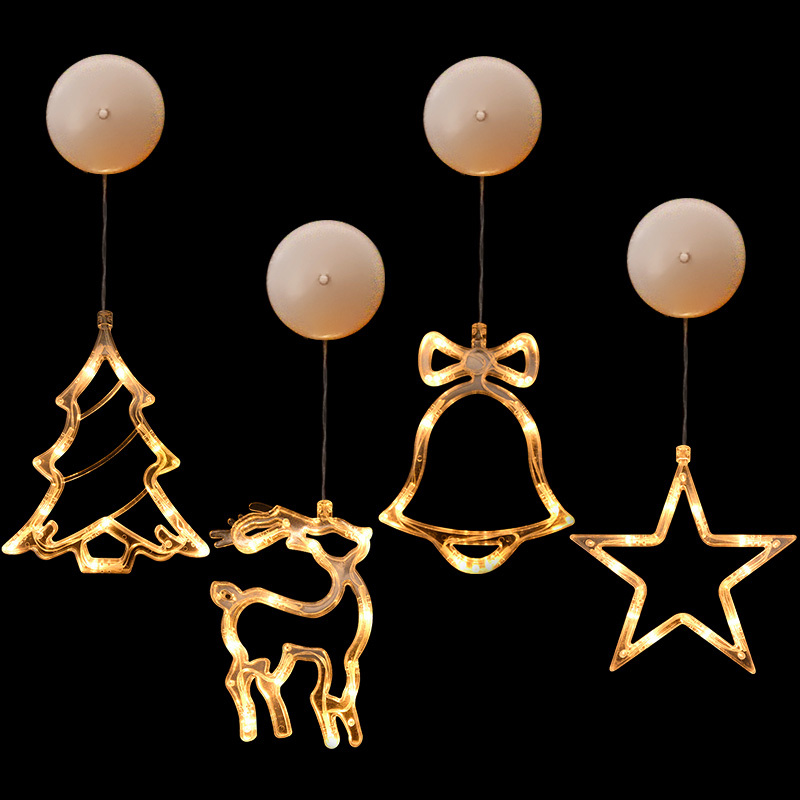 Christmas LED Suction Cup Chandelier Santa Claus Elk Snowman Lights Holiday Party Window Decor Lamps Battery Powered - Image 5