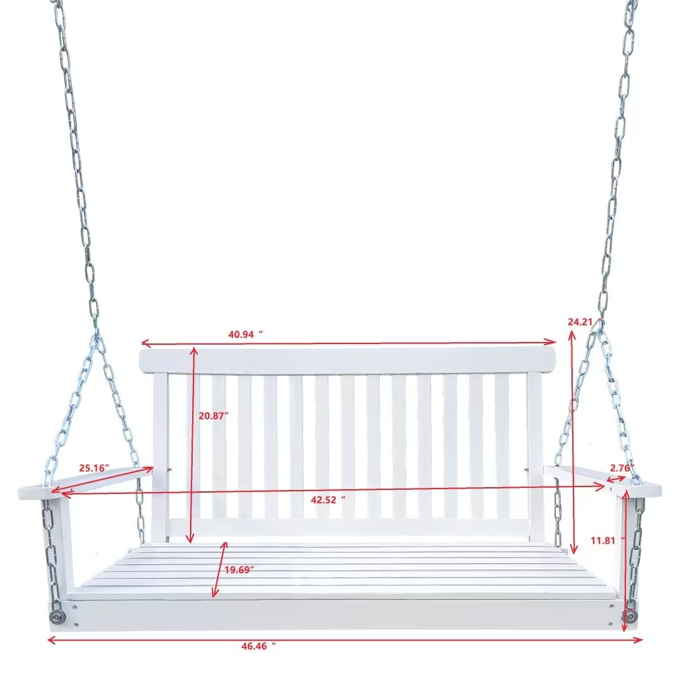 Wooden Bench Swing With Chain - Image 6