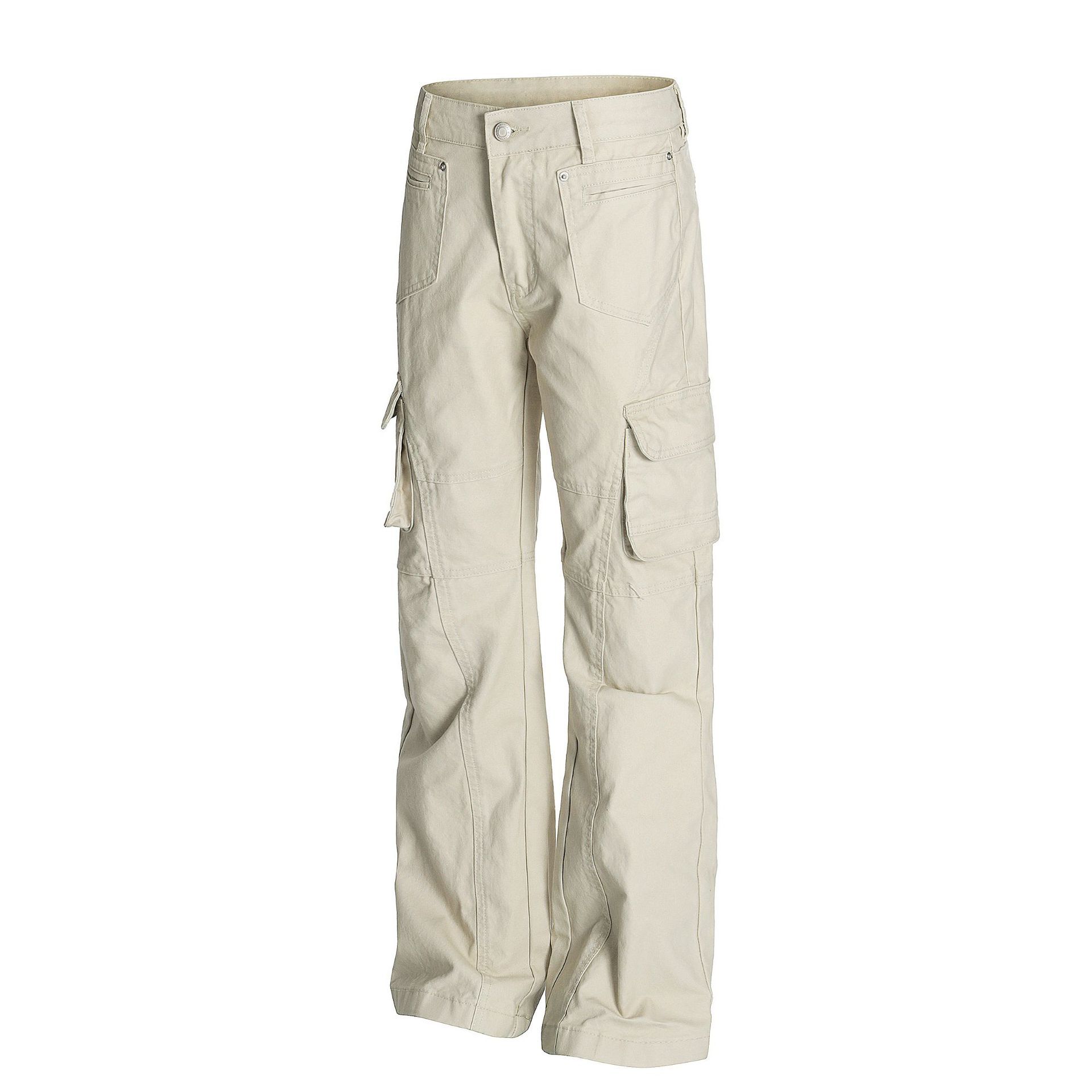 Retro Unisex Solid-Color Multi-Pocket Loose Flare-Bootcut Workwear Casual Pants - Image 2