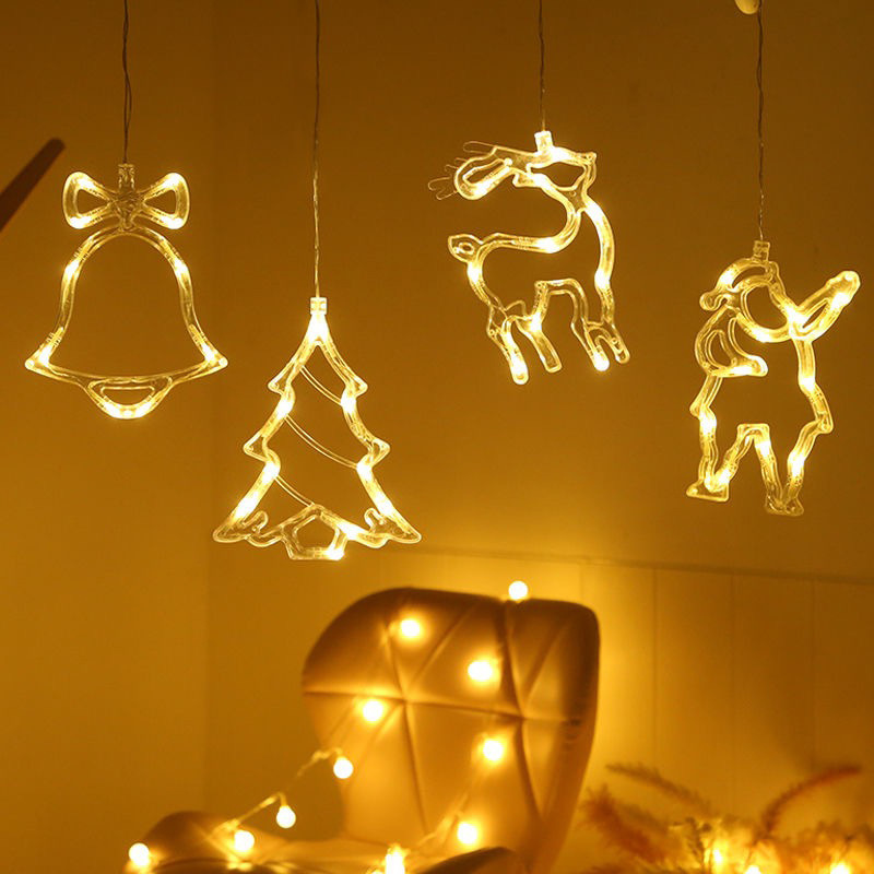Christmas LED Suction Cup Chandelier Santa Claus Elk Snowman Lights Holiday Party Window Decor Lamps Battery Powered - Image 4