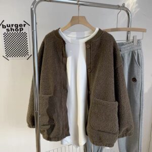 Brushed Thickened Loose-fitting Cardigan Coat