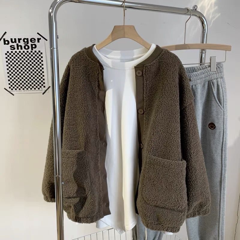 Brushed Thickened Loose-fitting Cardigan Coat