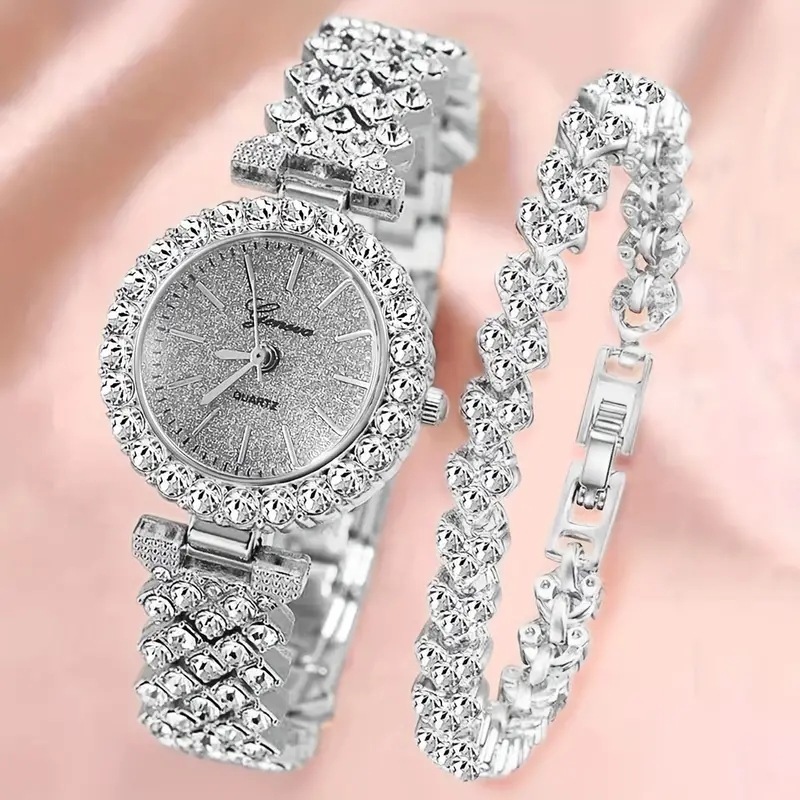 Womens Diamond-encrusted Watch And Bracelet Set - Image 6