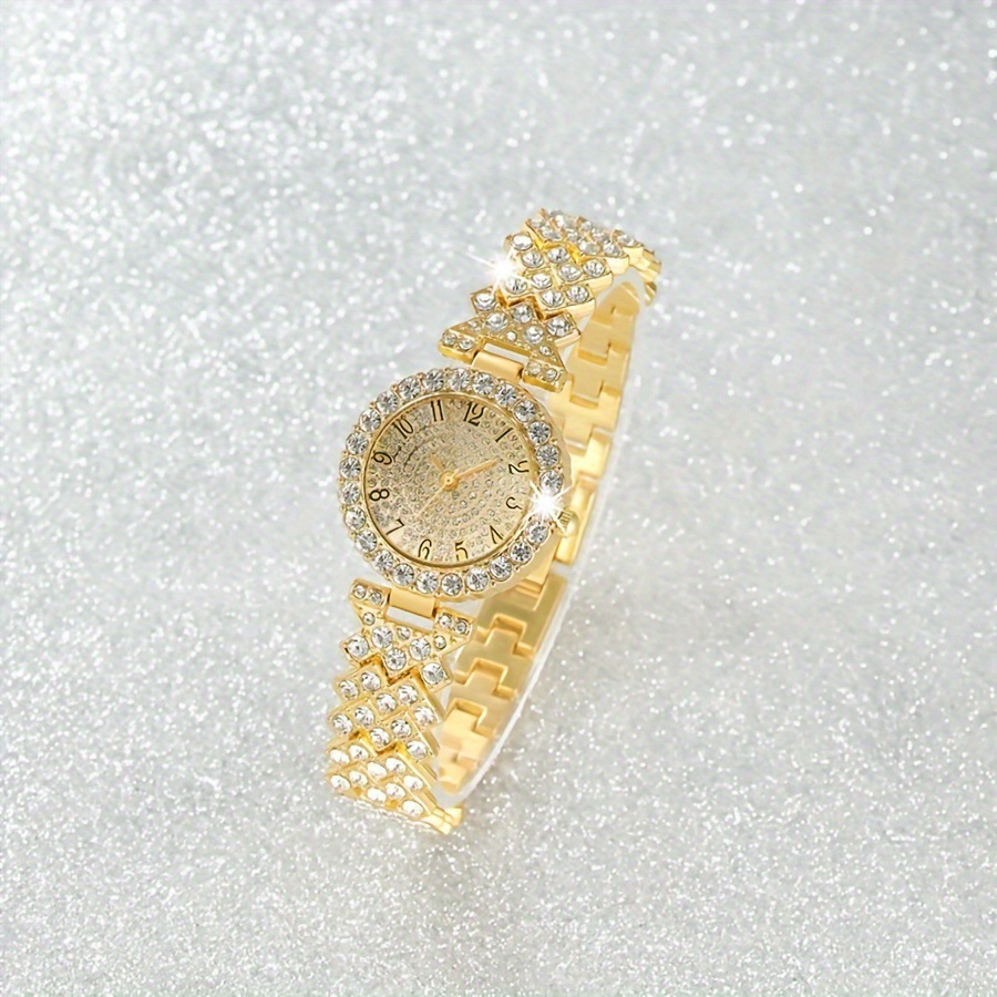 Womens Diamond-encrusted Watch And Bracelet Set - Image 3