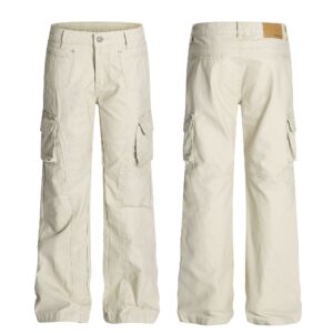 Retro Unisex Solid-Color Multi-Pocket Loose Flare-Bootcut Workwear Casual Pants
