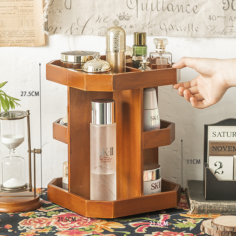 Tiered Desktop Organizer For Lipsticks And Wooden Skincare Products - Image 6