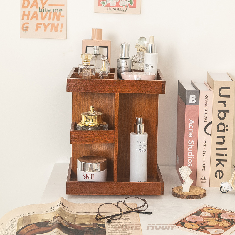 Tiered Desktop Organizer For Lipsticks And Wooden Skincare Products - Image 3