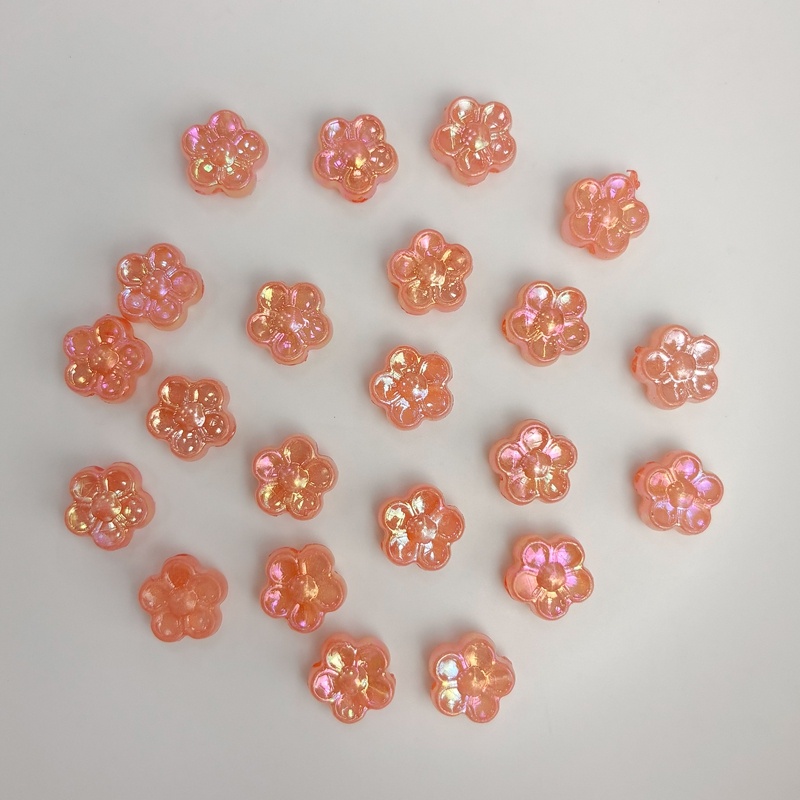 Mini Acrylic 5-Petal Flower Beads With Fine Gold Glitter, Sparkly Translucent Center-Hole Charms For DIY Hanfu Hairpins, Buyao & Jewelry Making. - Image 7