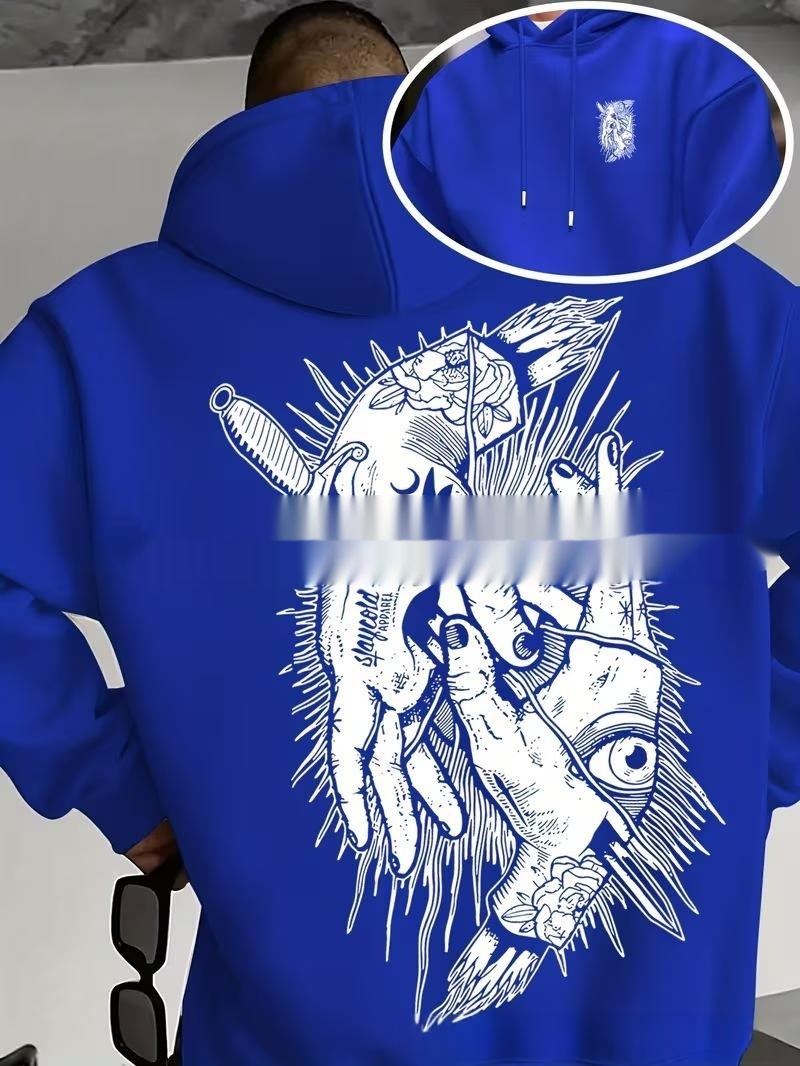 New Mens Casual Printed Hooded Sweatshirt - Image 5