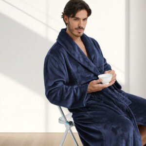 European And American-style Flannel Men's House Robe