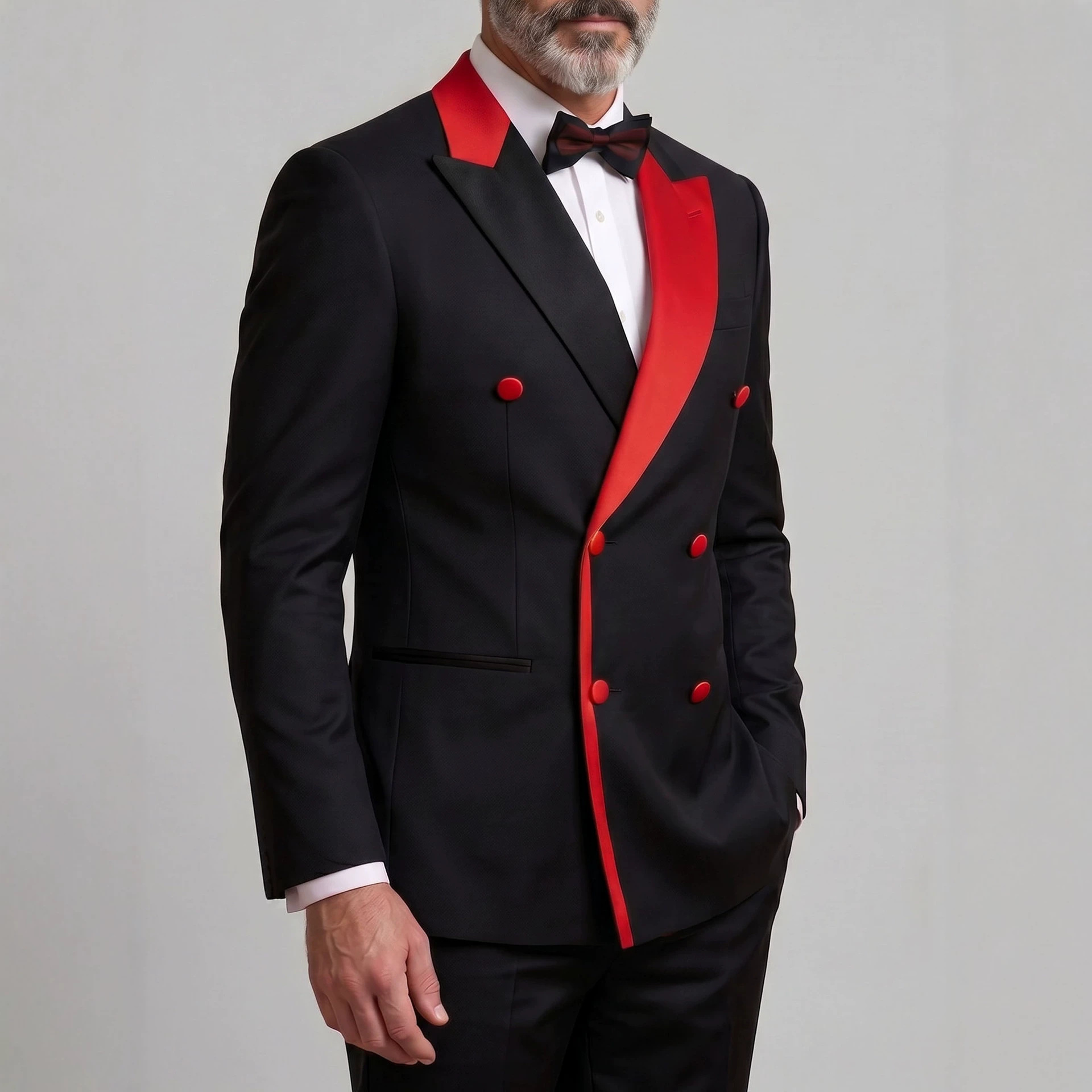 Men's Color-Block Double-Breasted Light Business Suit - Image 4