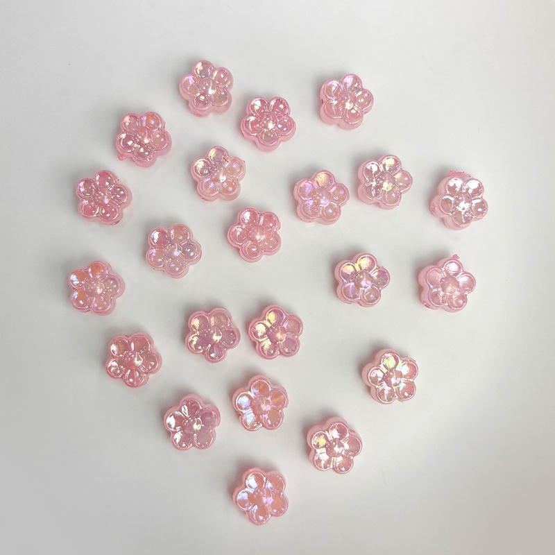 Mini Acrylic 5-Petal Flower Beads With Fine Gold Glitter, Sparkly Translucent Center-Hole Charms For DIY Hanfu Hairpins, Buyao & Jewelry Making. - Image 6