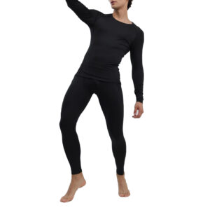 Men's Thermal Underwear Black Stylish Soft Close Fitting Men Cold Weather Top Bottom Set Base Layer For Autumn Winter XXL