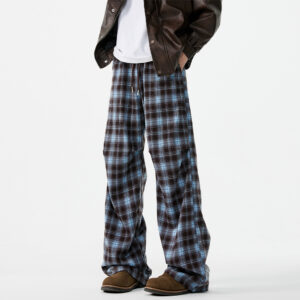 Mens Casual American-Style Checkerboard Pants