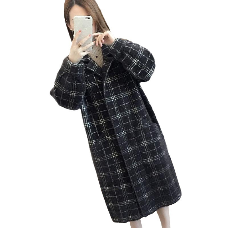 Fashion Loose Medium-length Plaid Coat For Women - Image 5