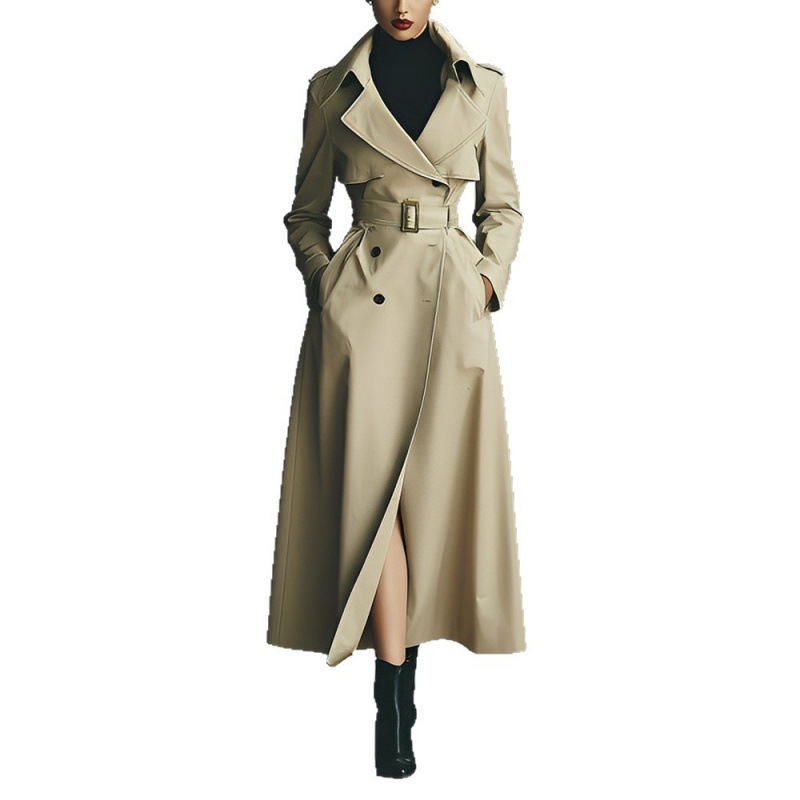 Elegant Versatile And Figure-flattering Long Coat Womens Trench-style Outerwear - Image 5