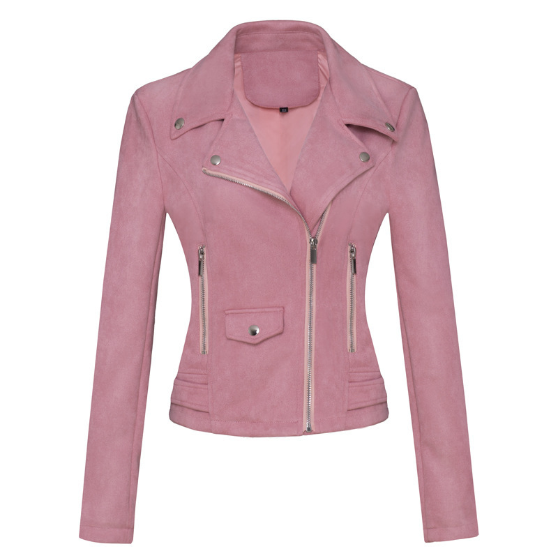 Womens Leather Jacket Short Style Slim-Fit Suede Velvet Leather Jacket For Commuting - Image 6