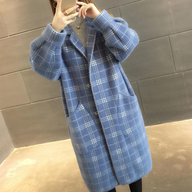 Fashion Loose Medium-length Plaid Coat For Women - Image 2