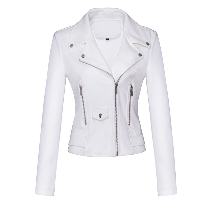 Womens Leather Jacket Short Style Slim-Fit Suede Velvet Leather Jacket For Commuting - Image 3