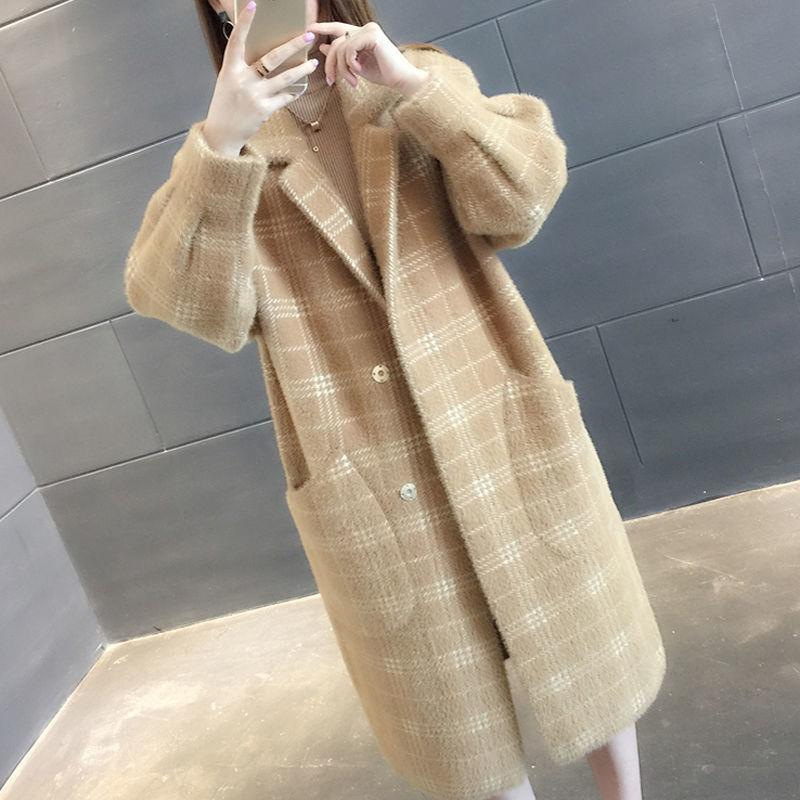 Fashion Loose Medium-length Plaid Coat For Women - Image 3