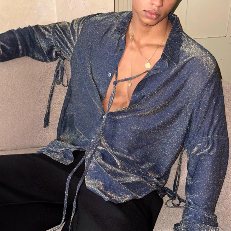 Fallwinter Mens Loose-fit Top With Tie Details - Image 2