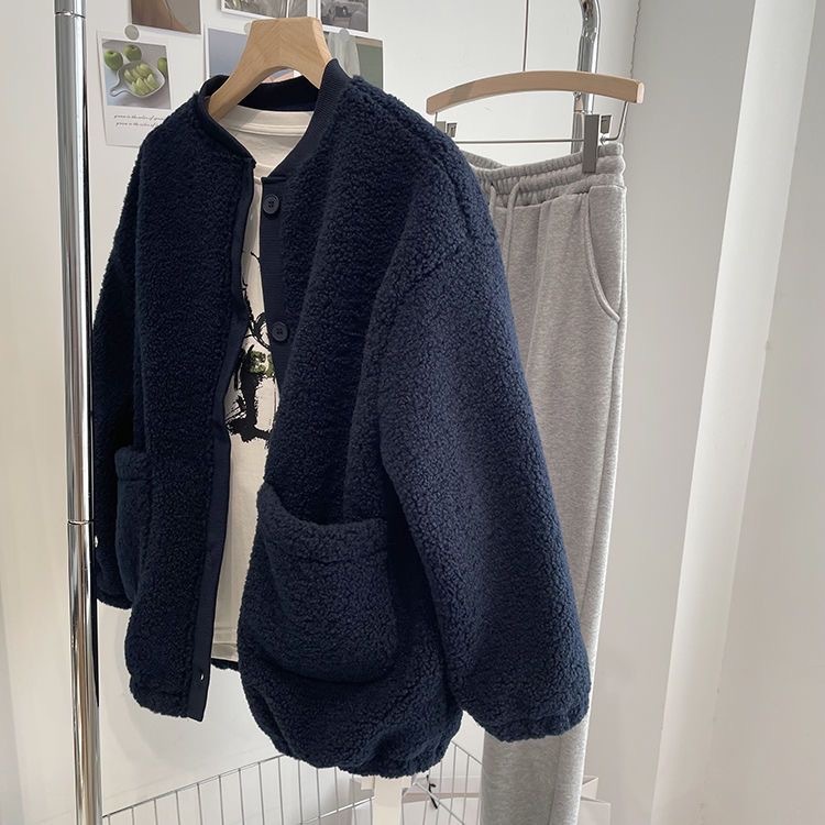 Brushed Thickened Loose-fitting Cardigan Coat - Image 5