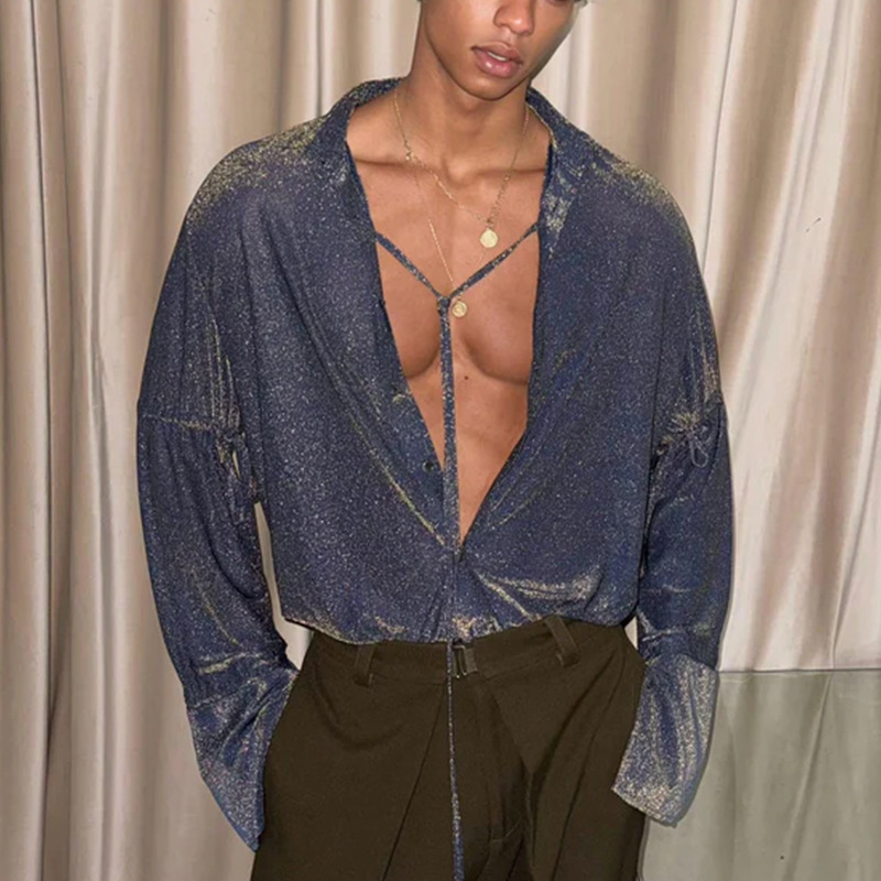 Fallwinter Mens Loose-fit Top With Tie Details