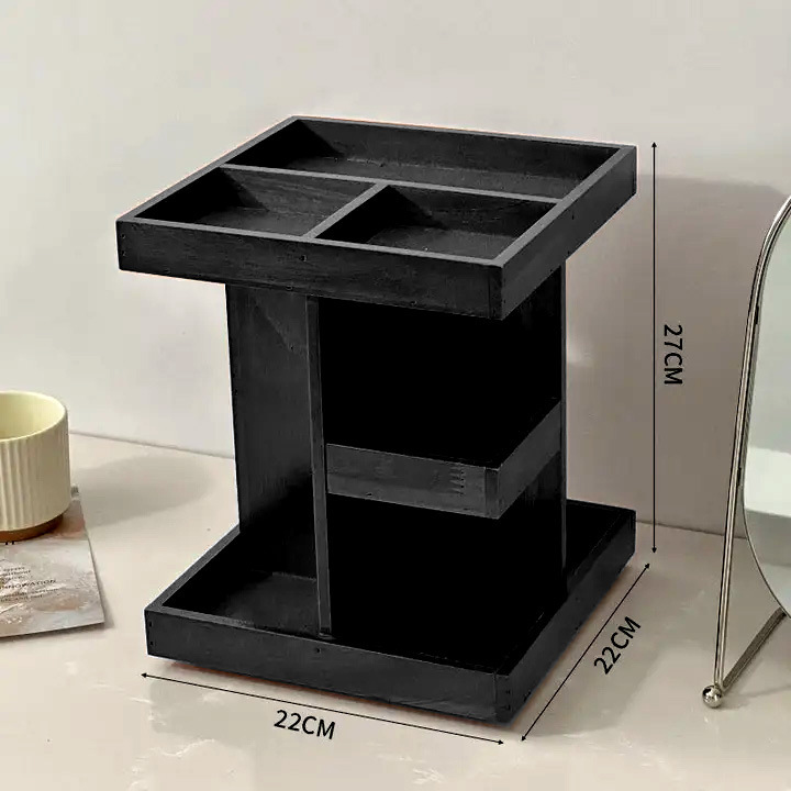 Tiered Desktop Organizer For Lipsticks And Wooden Skincare Products - Image 2