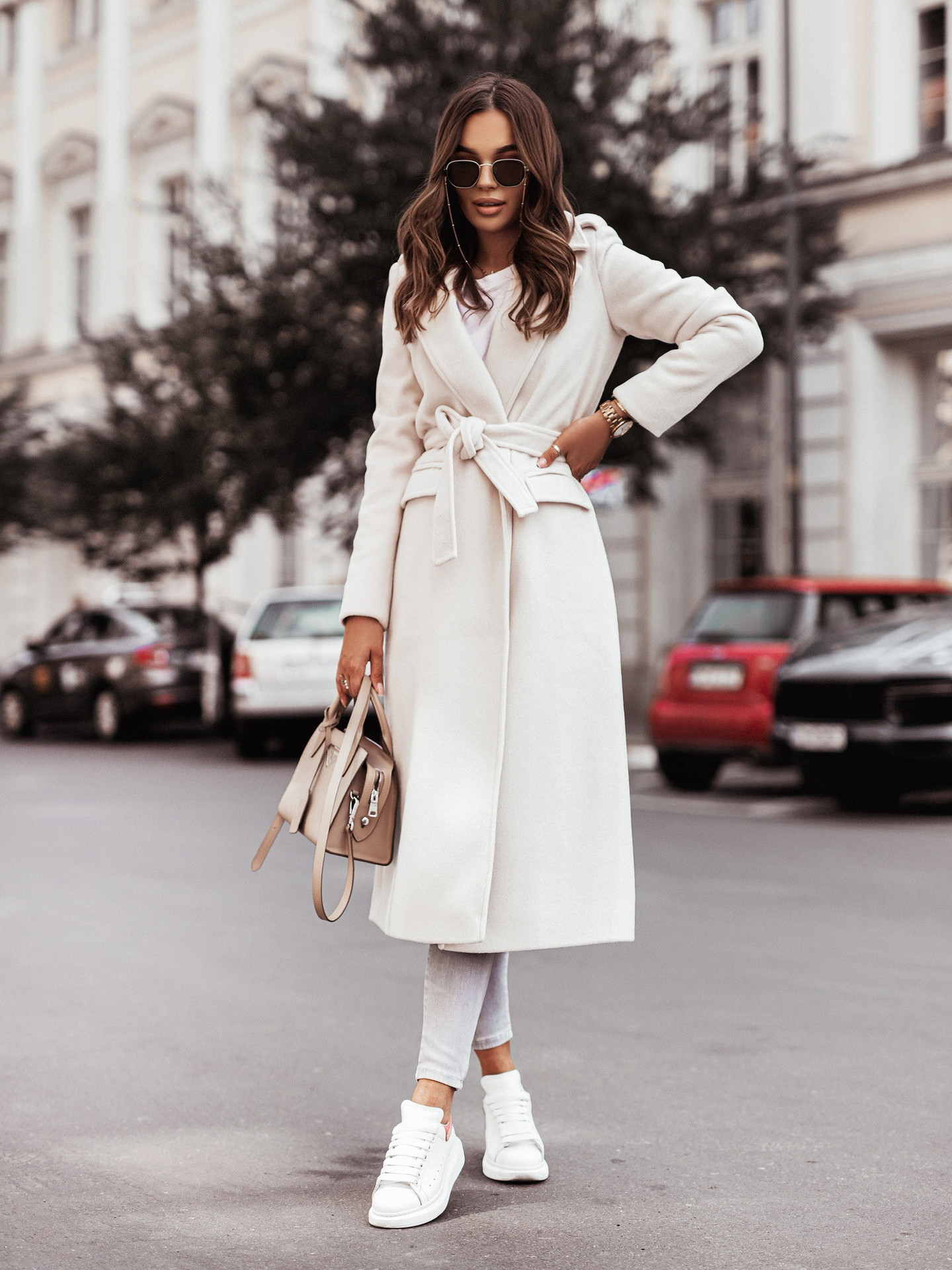 Long Sleeve V-neck Tie Woolen Coat Women's Clothing - Image 5