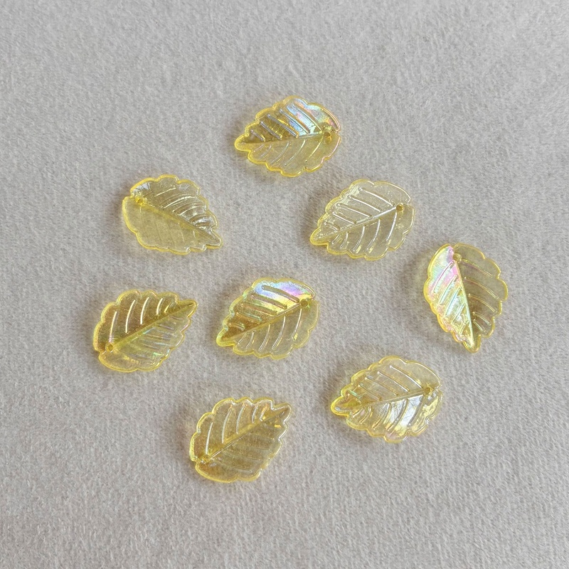 Translucent AB Plated Leaf Charms, Top-Hole Veined Acrylic Pendants With Scalloped Edges For DIY Hanfu Hairpins, Earrings & Necklace Drops. - Image 5