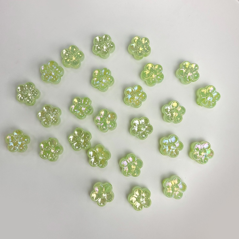 Mini Acrylic 5-Petal Flower Beads With Fine Gold Glitter, Sparkly Translucent Center-Hole Charms For DIY Hanfu Hairpins, Buyao & Jewelry Making. - Image 2