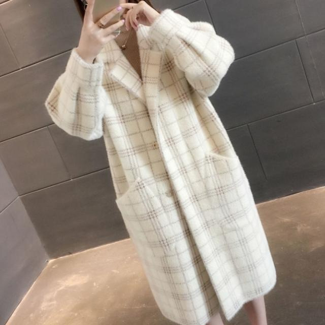 Fashion Loose Medium-length Plaid Coat For Women - Image 4