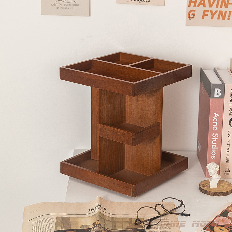 Tiered Desktop Organizer For Lipsticks And Wooden Skincare Products - Image 4