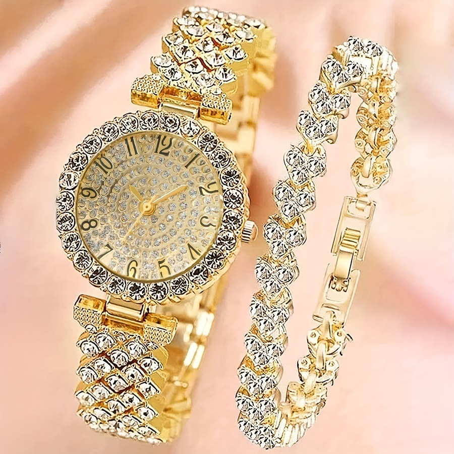 Womens Diamond-encrusted Watch And Bracelet Set - Image 5