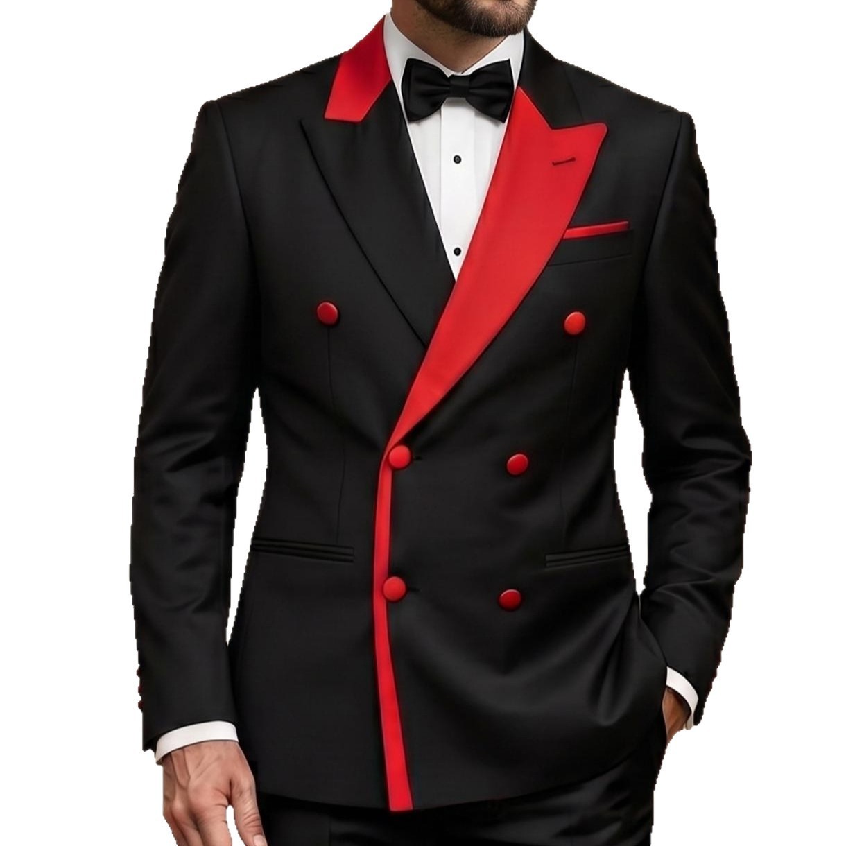 Men's Color-Block Double-Breasted Light Business Suit - Image 3
