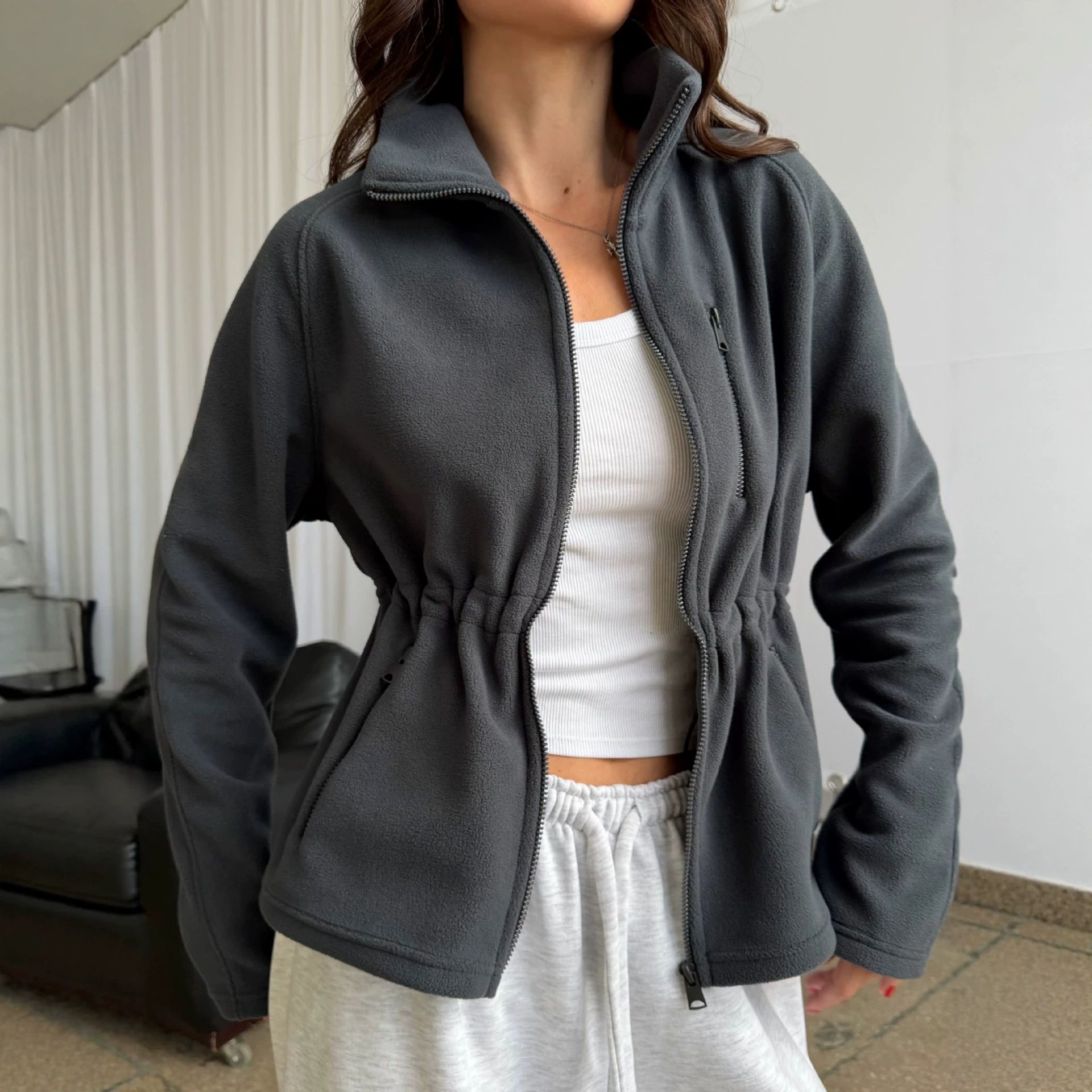 Women's Loose-fit Casual Drawstring Waistcoat - Image 3