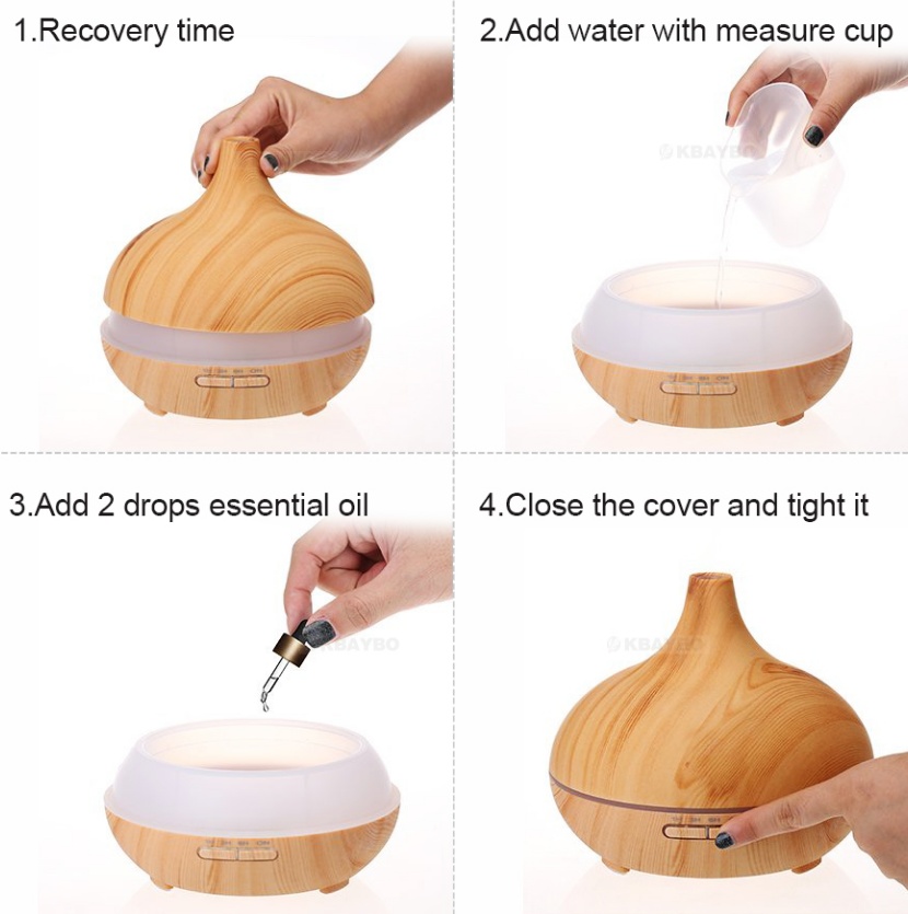 Creative Home Appliance Full Wood Grain Remote Control Aromatherapy Lamp - Image 2