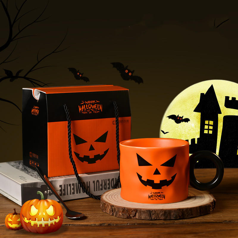 Pumpkin Ceramic Cup Party Favor Ceramic Cups With Handle Portable Cute Halloween Gift Mug Durable Halloween Party Supplies - Image 2
