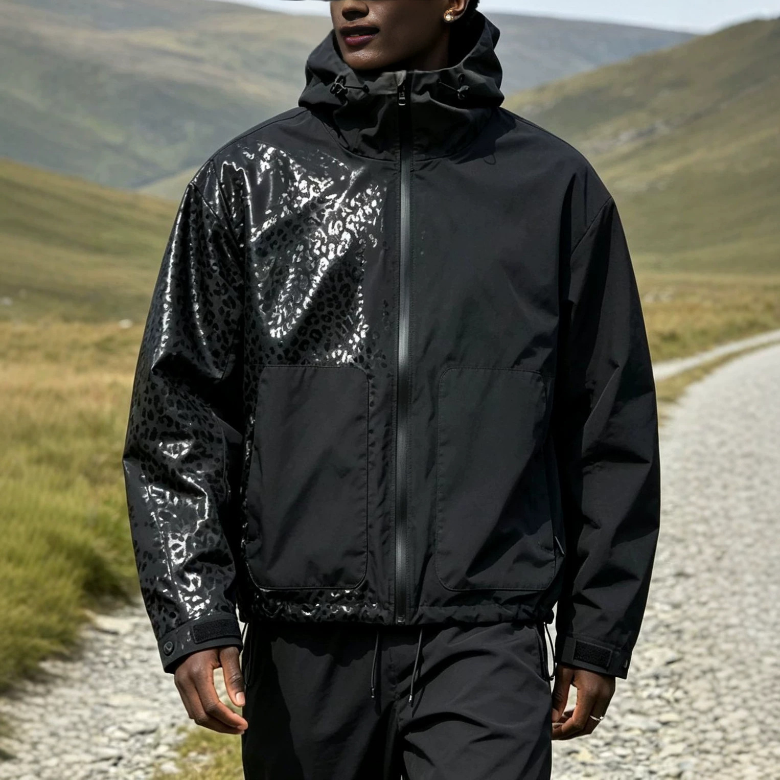 Men's Jacket Changes Color When Exposed To Water, Outdoor Sports Leopard Print - Image 10