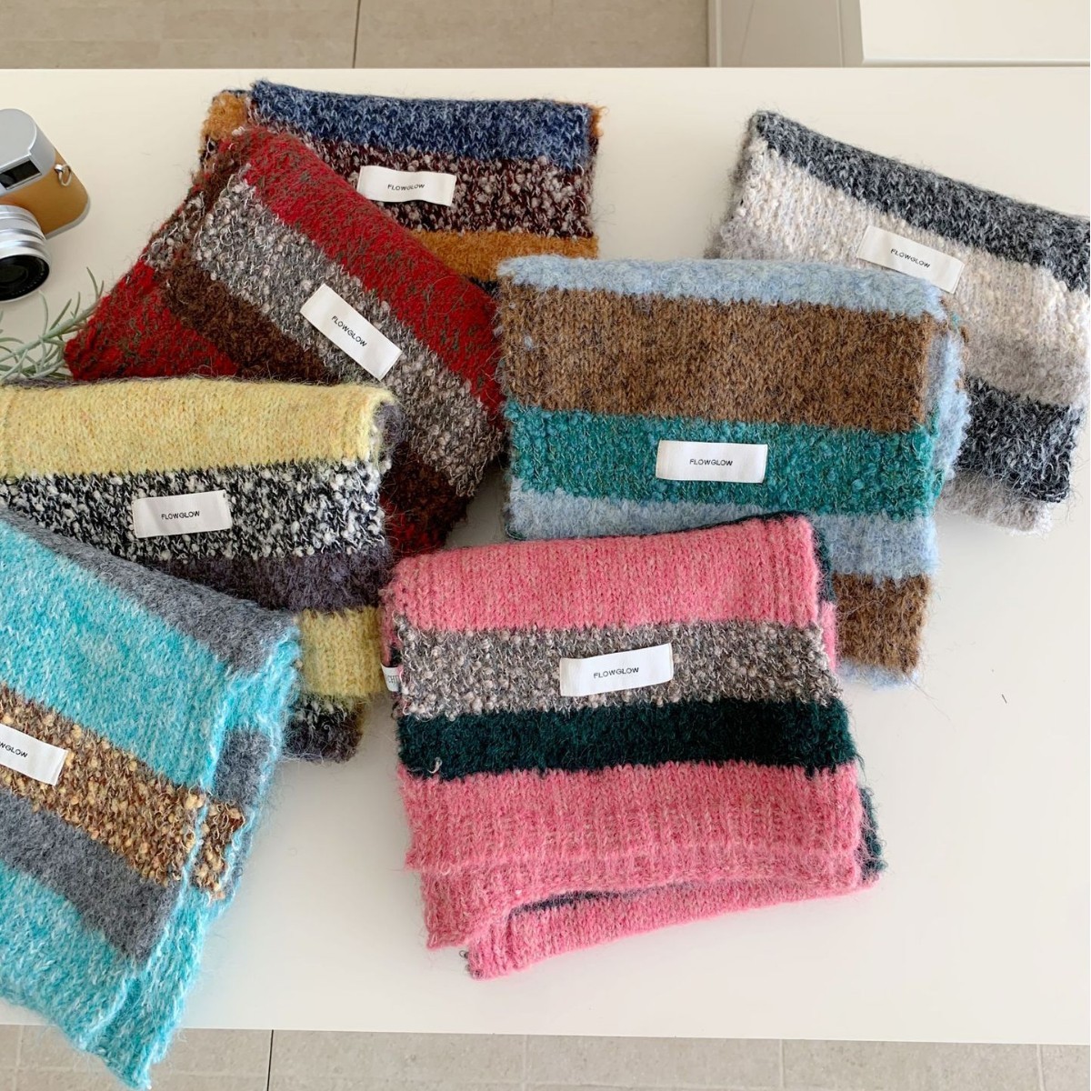 Korean-style Color-block Striped Scarf For Women - Image 8