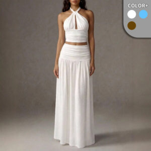 Women's Halter-neck Fashionable Tube Top Set With Skirt