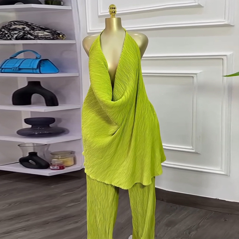 Women's Halter Top And Wide-leg Pants Set - Image 3