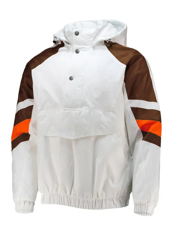 Casual Men Hooded Windbreaker Jacket Color Block White Blue Yellow Stripes Half Zip Pullover Anorak Windproof Outerwear For Streetwear - Image 3
