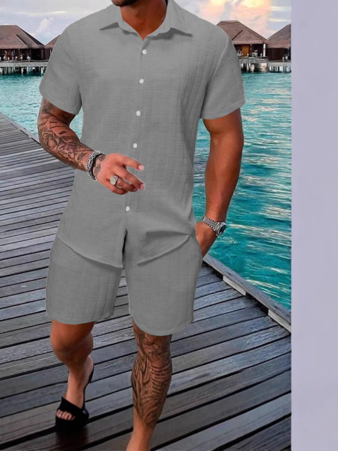 European And American Summer Solid-Color Buttoned Set - Image 7