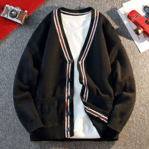 Men's V-Neck Knit Cardigan - Casual Long Sleeve Button Down Sweater for Fall Winter