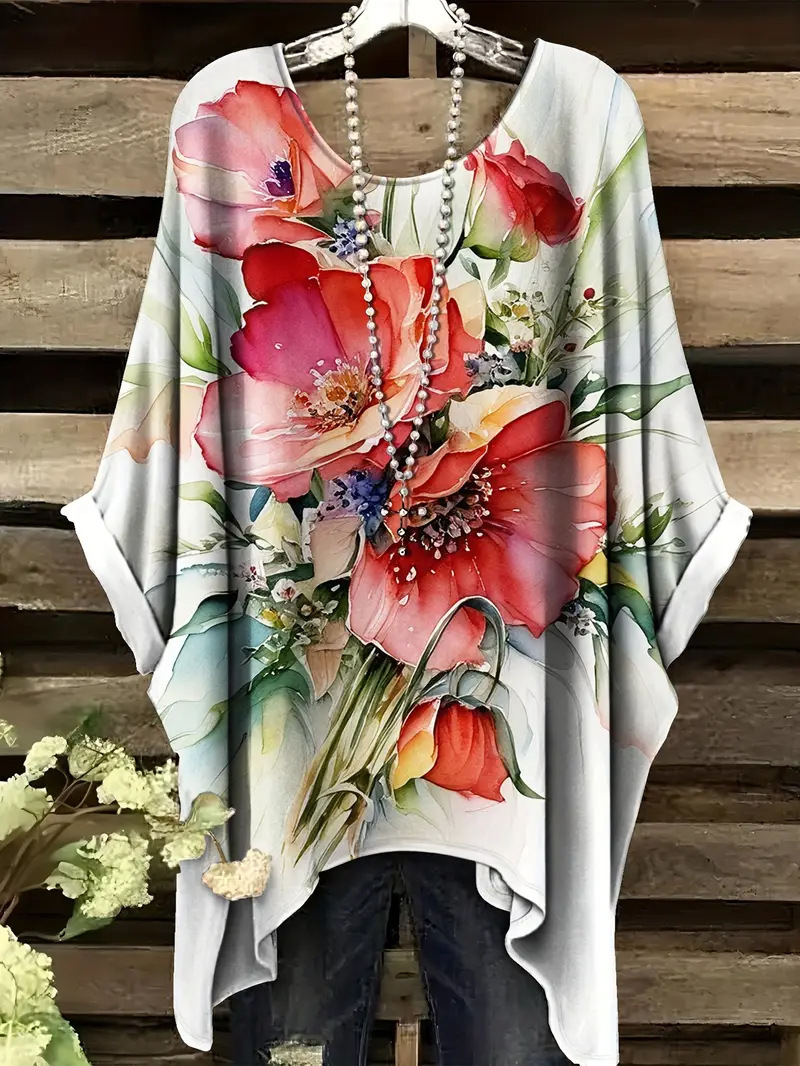 Women's T-shirt With Various Floral Print Patterns - Image 7